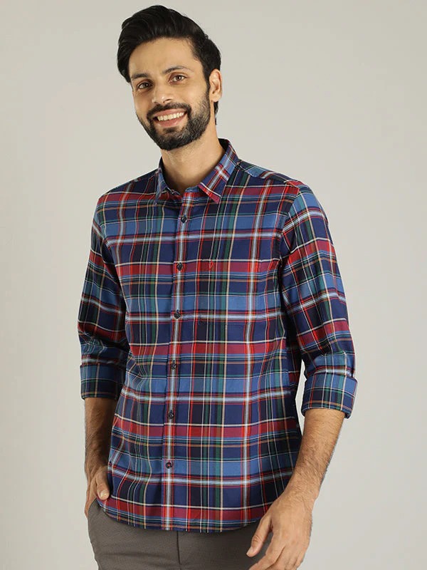 Indian Terrain Men's Slim Fit Full Sleeve Checkered Multicolor Shirt